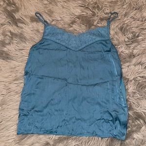 Blue lace trim cami